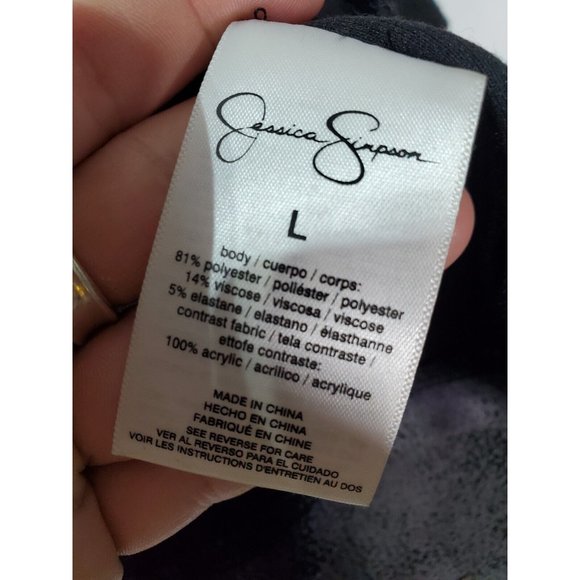 NEW Jessica Simpson Size L Black Faux Leather Open Cardigan Knit Shawl Sweater - Picture 4 of 5